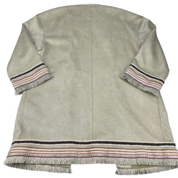 ZARA Suede Fringe Open Front Jacket Size XS - Picture 5 of 5